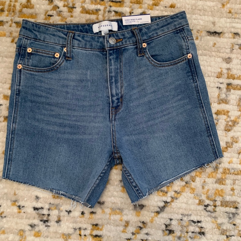 Popsugar high rise waisted denim jean shorts